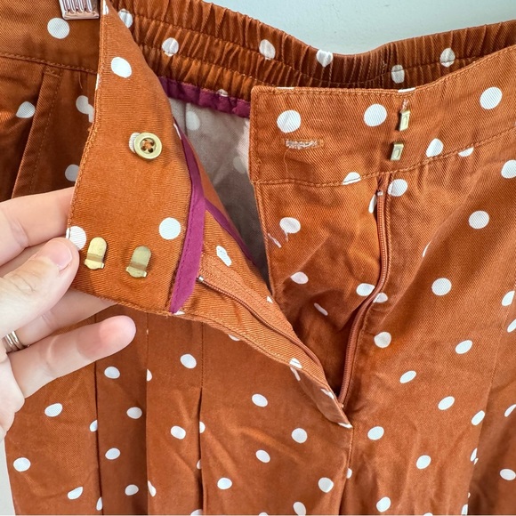 NWT Anthropologie Isobel Wide Leg Pleated Apollo Dot Pants‎ Brown Tan Small - Picture 9 of 10